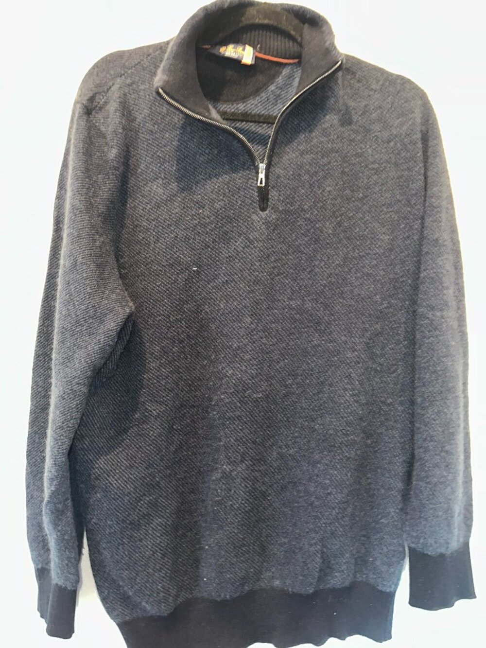 Loro Piana Roadster Pull Blue Cashmere Wool Quarter Zip Sweater